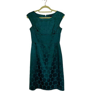 Banana Republic Green Polka Dot Satin Midi Dress Sz 0